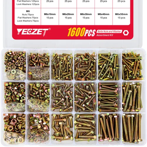 Miniatura 8 de Juego surtido de 860 piezas de pernos métricos de grado 8.8, juego surtido de pernos y tuercas M4 M5 M6, 14 tamaños más comunes, 32.8-131.2 ft