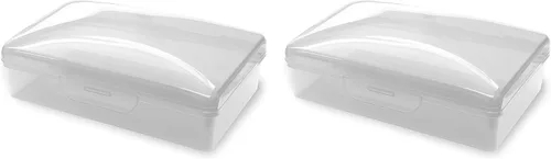 Miniatura 2 de American Comb Jabonera de viaje con tapa, color blanco translúcido, juego de 2, perfecta para viajes, gimnasio o almacenamiento. Fabricado