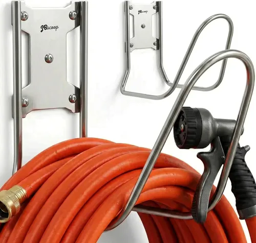 Miniatura 9 de JBscoop Soporte de manguera grande de acero inoxidable, colgador de manguera resistente (1)