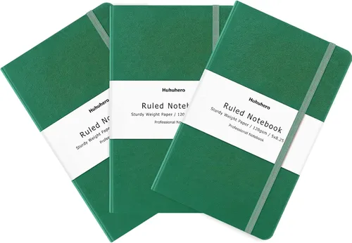 Miniatura 9 de Huhuhero Cuaderno Diario, Diario de Líneas Rayadas, Tapa Dura Papel Premium Grueso de 120gsm con Cuaderno de Cuero Sintético para Escribir