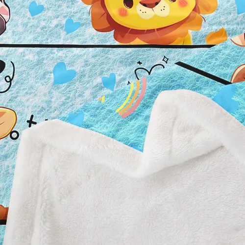 Miniatura 4 de Manta de franela de animales de dibujos animados para todas las estaciones, manta de cama azul con estampado de amor Kawaii para decoración