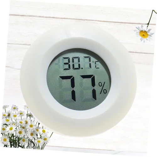 Miniatura 9 de Termómetro digital de temperatura y humedad, higrómetro para oficina en casa y mascotas, forma redonda pequeña, fácil de montar, pantalla Celsius