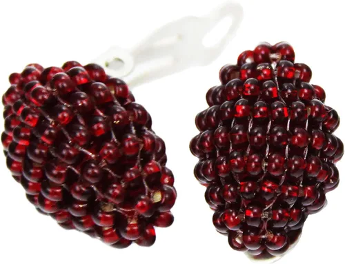 Hecho a mano con clip rojo brillante o tachuela en delicados pendientes burdeos iridiscente granate color minimalista estilo joyería de regalo de