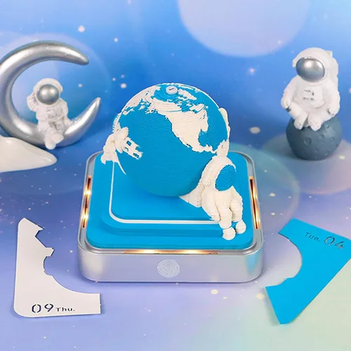 Miniatura 2 de RSLIPIN Bloc de Notas 3D Pieza de Tiempo Calendario 2026, Calendario 3D 2026 Calendario de Escritorio con Luces Notas de Bricolaje Bloc de Notas