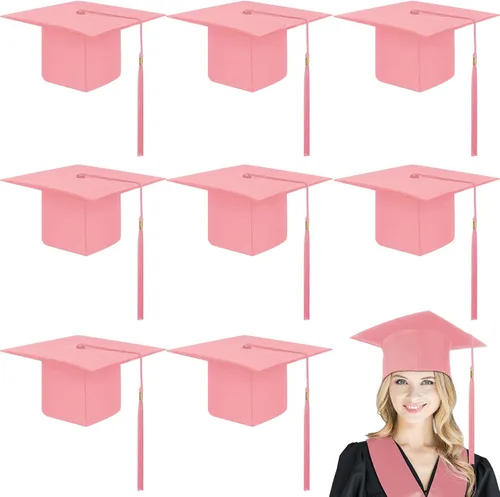 Miniatura 10 de Geyoga 8 gorras de graduación a granel ajustables para adultos con borla para graduados, accesorios de disfraces, accesorios de fotos