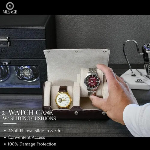 Miniatura 4 de Estuche de viaje para hombres con 2 relojes Mirage Watch Roll, accesorio de regalo, color espressomarfil