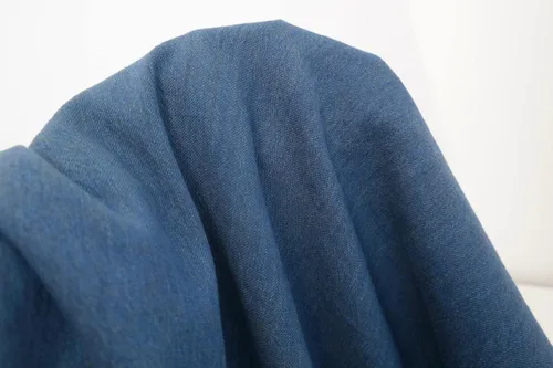 Tela de lino y algodón de sarga azul marino | Material versátil y duradero, ideal para ropa, costura y manualidades