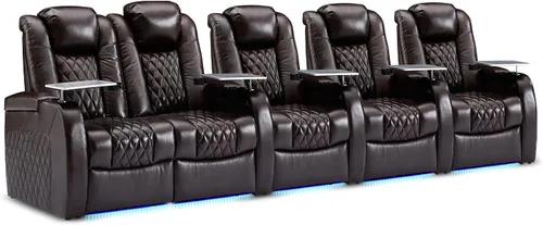 Miniatura 72 de Weilianda Asientos de Cine en Casa de Cuero de Grano Superior Silla Reclinable con Reposacabezas Eléctrico y Reclinación Asientos de Película Sofá