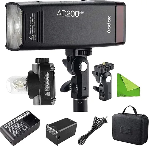GODOX AD200 Pro AD200Pro 200Ws 2.4G luz estroboscópica monolight, 1/8000 HSS, 500 destellos de potencia completa, reciclaje de 0.01-1.8s, batería de