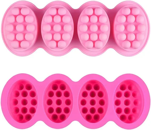Miniatura 7 de Molde de silicona para jabón, molde ovalado de 4 cavidades, molde de jabón para masaje, galletas, chocolate, pastel, bandeja para manualidades Gris