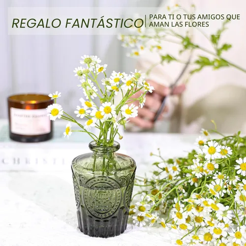 Miniatura 6 de SUPMIND Juego de 12 jarrones de cristal, pequeños jarrones de flores verdes para centros de mesa a granel, mini jarrón vintage para boda, hogar