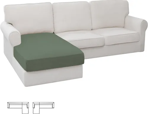 Miniatura 138 de Easy-Going - 4 Fundas de cojín elásticas para sofá seccional, izquierda/derecha, en forma de L, funda de asiento antideslizante, suave, flexible
