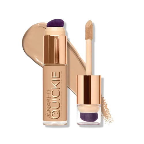 Miniatura 11 de Urban Decay Quickie Corrector impermeable de cobertura completa 24 horas, acabado mate natural, vitamina E hidratante, cepillo de pulido de doble