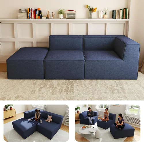 Miniatura 16 de Sofá Seccional Comprimido de 106" Sofás Modulares en Forma de L con Chaise, Espuma de Alta Densidad Sin Ensamblaje Requerido, 4 Piezas