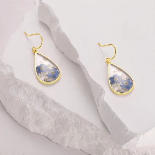 Miniatura 33 de Forget-Me-Not and Queen Anne's Lace Pressed Wildflower Earrings Pressed Flower Earrings Handmade Drop and Dangle Earrings Gift for Woman