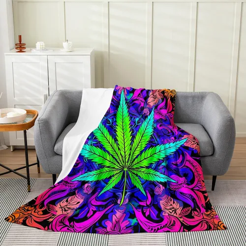 Erosebridal Manta de hojas para niños, niñas y hombres, manta de forro polar colorida, manta de cama de hojas de mandala bohemio, 30 x 40 pulgadas