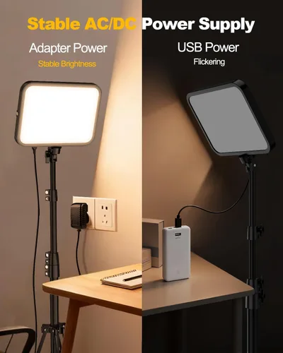 Miniatura 5 de UBeesize - Pack de 2 luces de video LED, luces de estudio para fotografía regulables de 3000-6500K con soporte para trípode y soporte para teléfono