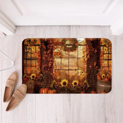 Miniatura 25 de Erosebridal Thanksgiving Turkey Bathroom Rugs - Fall Leaves Pumpkin Bath Mat for Kids Adults, Vintage Autumn Harvest Door Mat 16 x 24 Inch Rustic