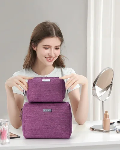 Miniatura 7 de Narwey Bolsa grande de maquillaje de viaje, bolsa organizadora de cosméticos, bolsa de aseo personal, bolsa de maquillaje, bolsa con cremallera