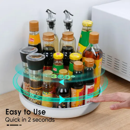 Miniatura 2 de LAMY Lazy Susan Organizador, paquete de 2 platos giratorios Lazy Susan de 10 pulgadas para gabinete, refrigerador, mesa de comedor y mesa