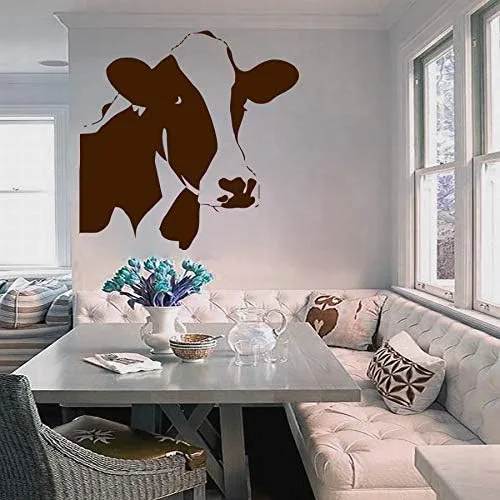 Calcomanías de pared para animales domésticos, cabeza de vaca, dormitorio, salón, niños, cualquier habitación, diseño para granjas, vinilo adhesivo