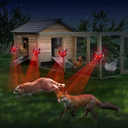 Miniatura 2 de Repelente solar nocturno de animales, paquete de 4 – Dispositivo repelente eficaz para coyote, ciervo, zorro, mapache, mofeta – Potente disuasorio