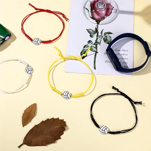 Miniatura 10 de 20 pulseras de voleibol ajustables, cuerda trenzada con dije de voleibol para niñas, mujeres, hombres, adolescentes, la mayoría de jugadores
