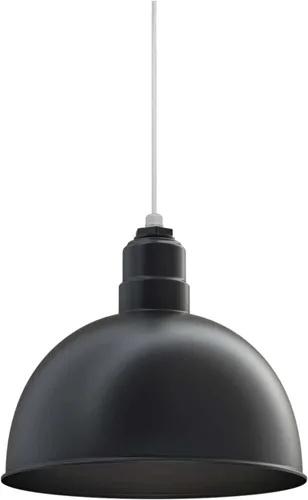 Miniatura 61 de Steel Lighting Co. Colgante de cuenco rosa Lámpara montada en el techo Cúpula de 15 pulgadas vástago de 12 pulgadas Estilo granero de acero