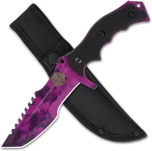 Miniatura 9 de REAT Cuchillo de hoja fija con funda, hoja de acero 440C de 4.1 pulgadas con diseño de espiga completa, mango ergonómico de plástico ABS, cuchillo