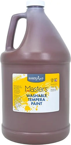 Handy Art Little Masters - Pintura al temple lavable, marrón, botella de 128 onzas, brillante y mezclable, alta opacidad, colores lavables para