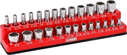 Miniatura 14 de ARES 70236 - Organizador magnético para 16 vasos SAE de 1/2 pulgada, para 15 vasos y 1 adaptador para vaso, mantiene tu caja de herramientas