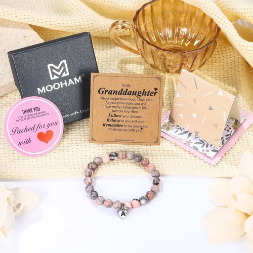 Miniatura 6 de M MOOHAM Christmas Gifts for DaughterGranddaughterDaughter in lawSisterSister in LawFriend - Pink Natural Stone Bracelet for Girls Birthday Gifts