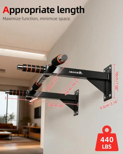 Miniatura 2 de Abahub Wall Mounted Pull Up Bar, Multi-Grip Chin-Up Bar for Home Gym Workout, Drill-installed, Heavy-Duty & Stable Training Bar with 440lbs Capacity
