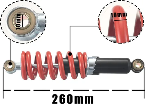 Miniatura 2 de 10.236 in 10.2 ''motocicleta amortiguador suspensión trasera para China 50cc 90cc 70cc 125cc motocicleta scooter ATV Quad Dirt Bike