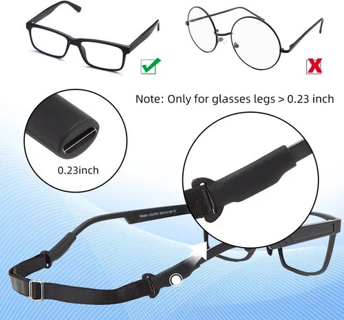 Miniatura 5 de Enenfly Adjustable Glasses Straps - 3 Pack No Tail Eyewear Retainer for Men, Women, Kids – Fits Eyeglasses & Sunglasses