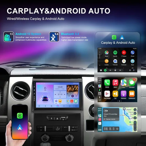 Miniatura 3 de Estéreo de radio de coche para Ford F150 F-150 2009-2012, unidad principal de pantalla táctil Android 13 de 9 pulgadas, CarPlay inalámbrico