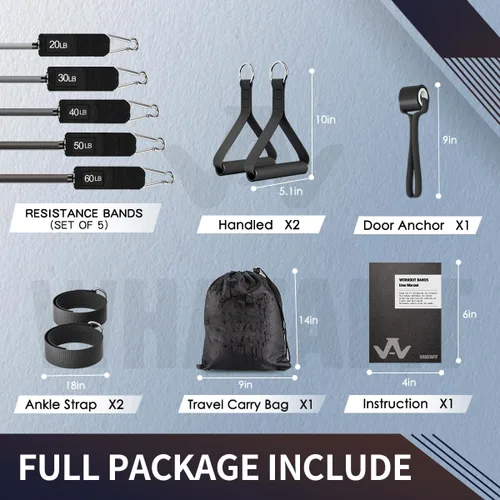 Miniatura 3 de WHATAFIT Bandas de resistencia, bandas de ejercicio, bandas de resistencia para entrenamiento, bandas de entrenamiento con asas para hombres