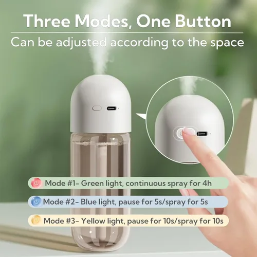 Miniatura 2 de Humidificador portátil pequeño con boquilla doble, humidificadores grandes de niebla fría, puertos de pulverización dobles, protección contra