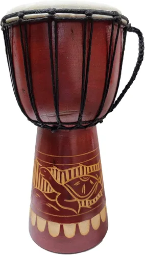 Miniatura 17 de Djembe Drum Carved Bongo música de inspiración africana también una idea única para regalar. Carver Abstract Elephant Giraffe Turtle.