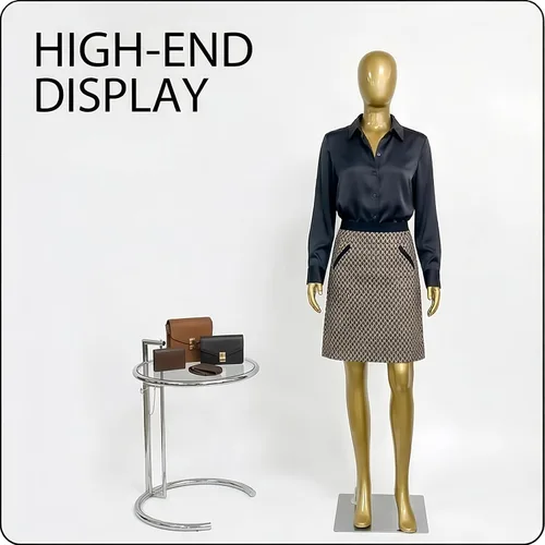 Miniatura 2 de Maniquí de cuerpo completo femenino de oro brillante de 70.8 pulgadas con brazos desmontables giratorios de 360°, base de metal resistente