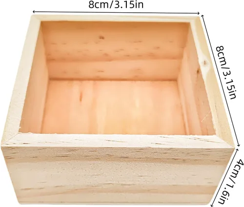 Miniatura 3 de Anktily 4 Pack Cajas Organizadoras de Almacenamiento de Madera para Manualidades Sin Acabar, Caja de Madera Cuadrada Pequeña de 3 x 3 x 1.6