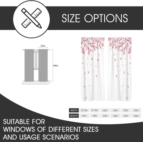 Miniatura 5 de zokyer Cortina de ventana larga y ancha para ventana, diseño de flores de cerezo con ramas de Sakura japonesas, arte de jardín para niñas, 52