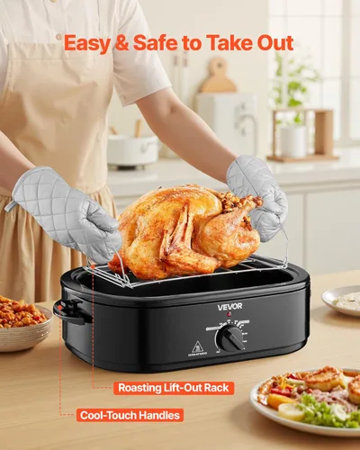 Miniatura 5 de VEVOR Horno tostador, asador de pavo de cocción rápida de 18 cuartos de galón, horno de pavo de temperatura ajustable de 150-450 ℉ con tapa