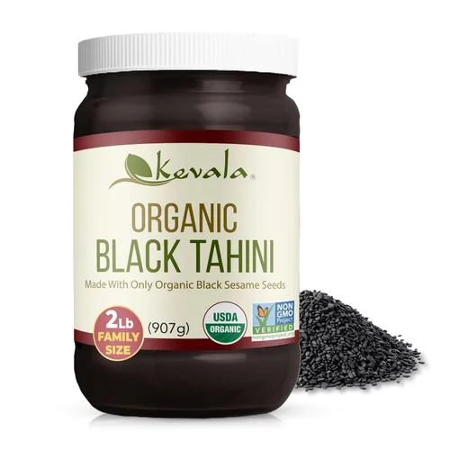 Miniatura 8 de Kevala Tahini negro orgánico – Pasta de sésamo negro sin gluten para alimentos dulces y salados, ideal para mezclar con una pasta de miso, tamaño a