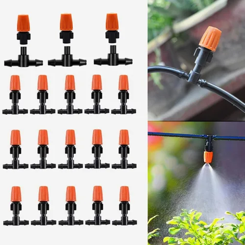 Miniatura 7 de 50 emisores de goteo para tubos de riego por goteo de 1/4 pulgadas, goteros de flujo de agua ajustables de 360 grados en estaca de flecha de 5