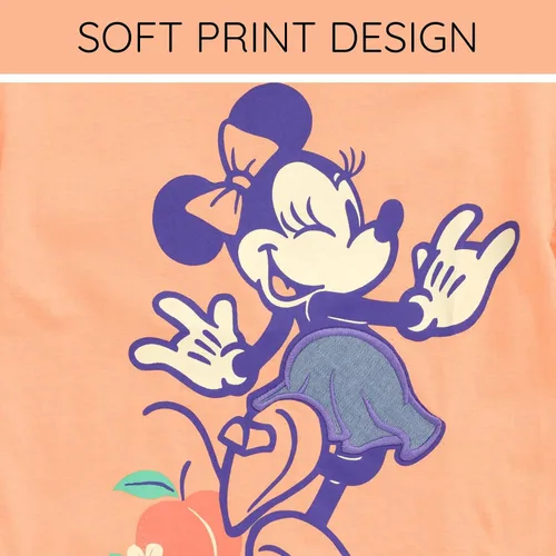 Miniatura 71 de Disney Minnie Mouse - Conjunto de camiseta floral arcoíris y pantalones cortos de cambray, tallas de bebé a niño grande (12 meses - 14-16)