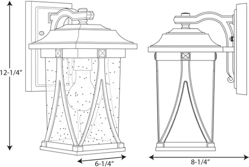 Miniatura 8 de Progress Lighting Abbott Collection - Farol de pared pequeño de cristal transparente con semilla para exteriores, 1 luz, bronce antiguo