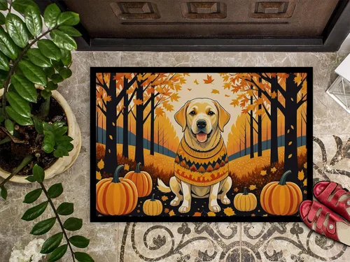 Miniatura 3 de Caroline's Treasures DAC1056MAT - Tapete de otoño amarillo de 18 x 27 pulgadas, tapete para puerta delantera, interior y exterior, para entrada