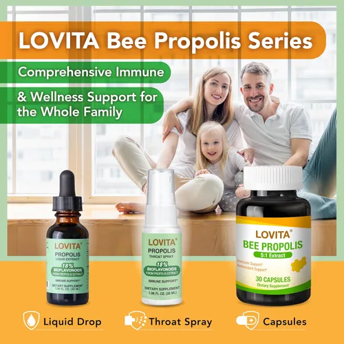 Miniatura 9 de LOVITA Extracto líquido de propóleo de abeja, gotas de resina 5:1 con 18% de bioflavonoides, antioxidante sin alcohol, apoyo inmunológico y calmante