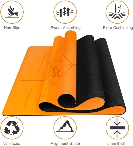 Miniatura 2 de Esterilla de yoga de goma natural, antideslizante, no tóxica, 2.835 x 1.055 x 0.197 in, yoga caliente, pilates, entrenamiento en el suelo